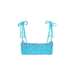 Shirred Crop Tie Bikini Top - Ocean Kisses