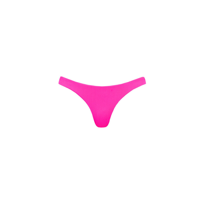 Minimal Cheeky Bikini Bottom - Flamingo Pink Ribbed