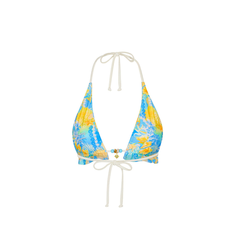 Bralette Bikini-Top mit Rüschen und Neckholder - Limoncello Lagoon