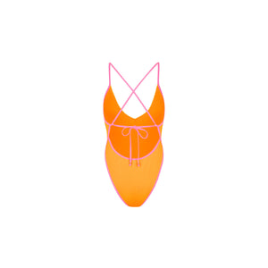 Maillot de bain une pièce plongeant à dos croisé - Peach Pop