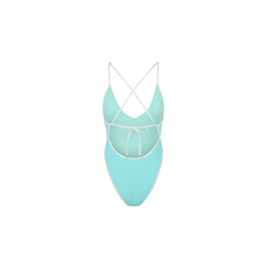 Plunge Cross Back One Piece - Calypso Blue