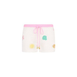 Embroidered Knit Shorts - Seashell Springs