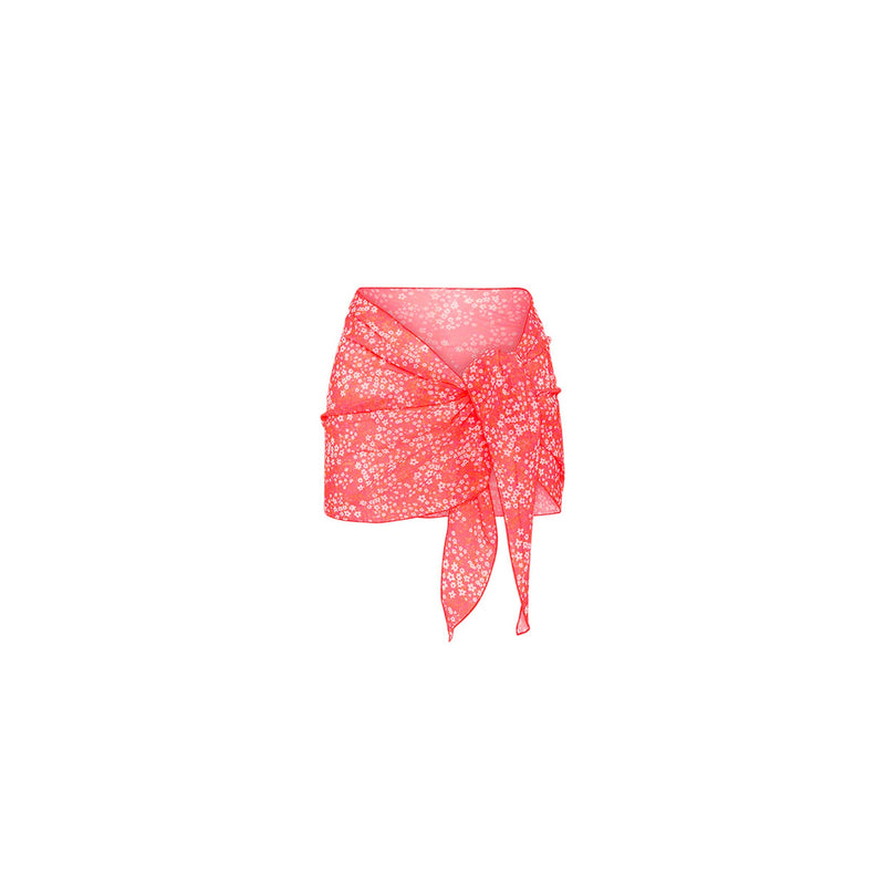 Mini Mesh Polyester Stretch Sarong - Coral Crush