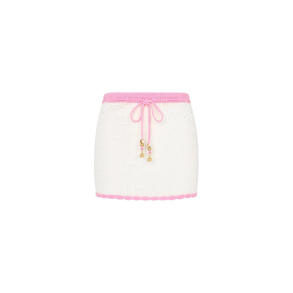 Seaside Knit Mini Skirt - Whipped White