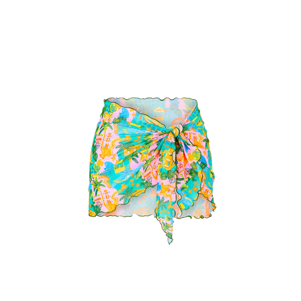 Mini Mesh Polyester Stretch Sarong - Sunlit Spritz