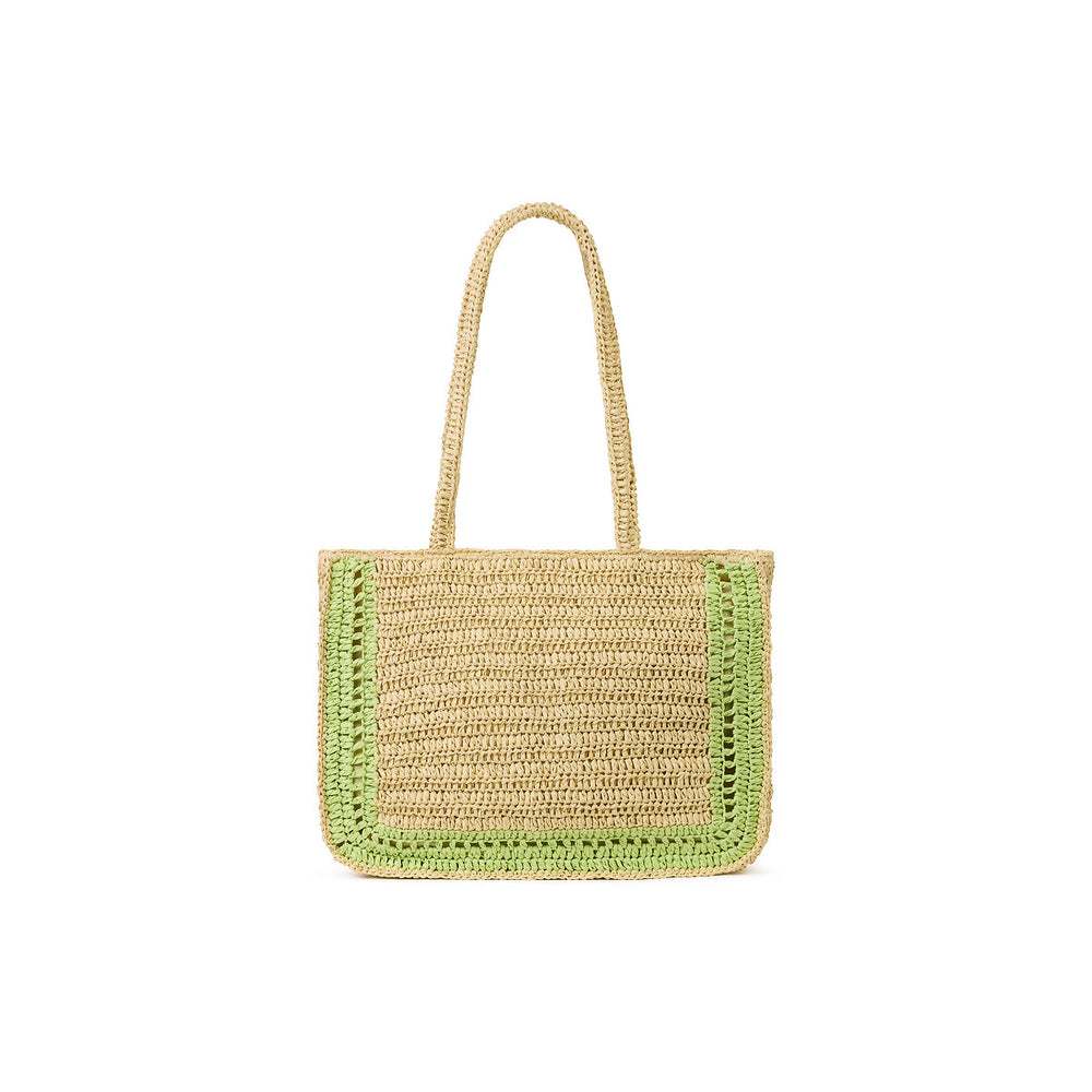 Sac fourre-tout en paille Hibiscus - Pin Citron vert