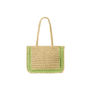 Sac fourre-tout en paille Hibiscus - Pin Citron vert