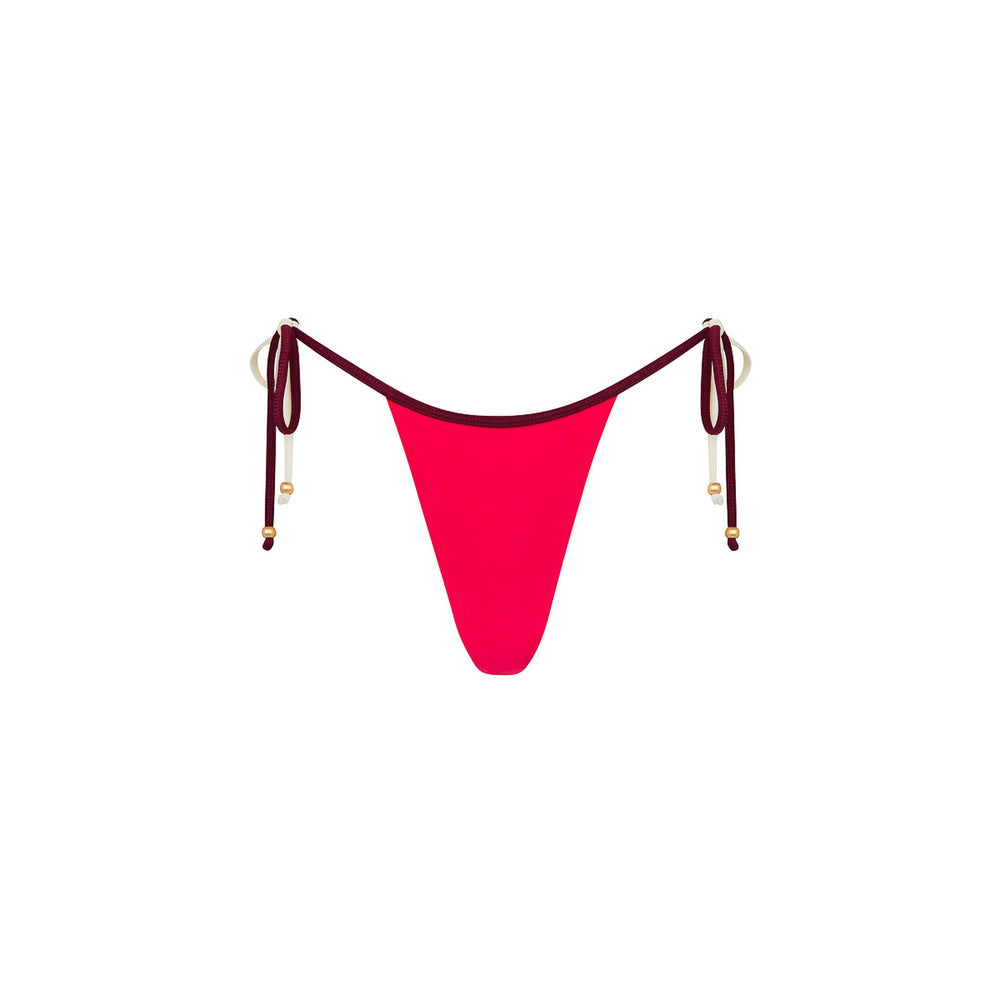 Micro Thong Tie Side Bikini Bottom - Cherry Cola