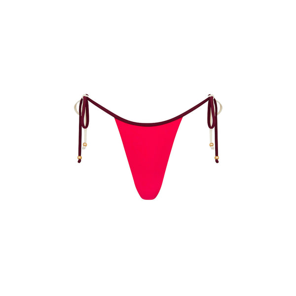 Micro Thong Tie Side Bikini Bottom - Cherry Cola