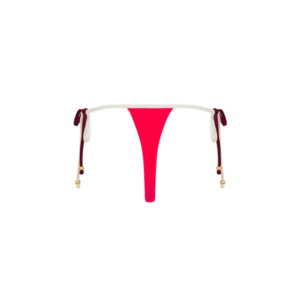 Micro Thong Tie Side Bikini Bottom - Cherry Cola