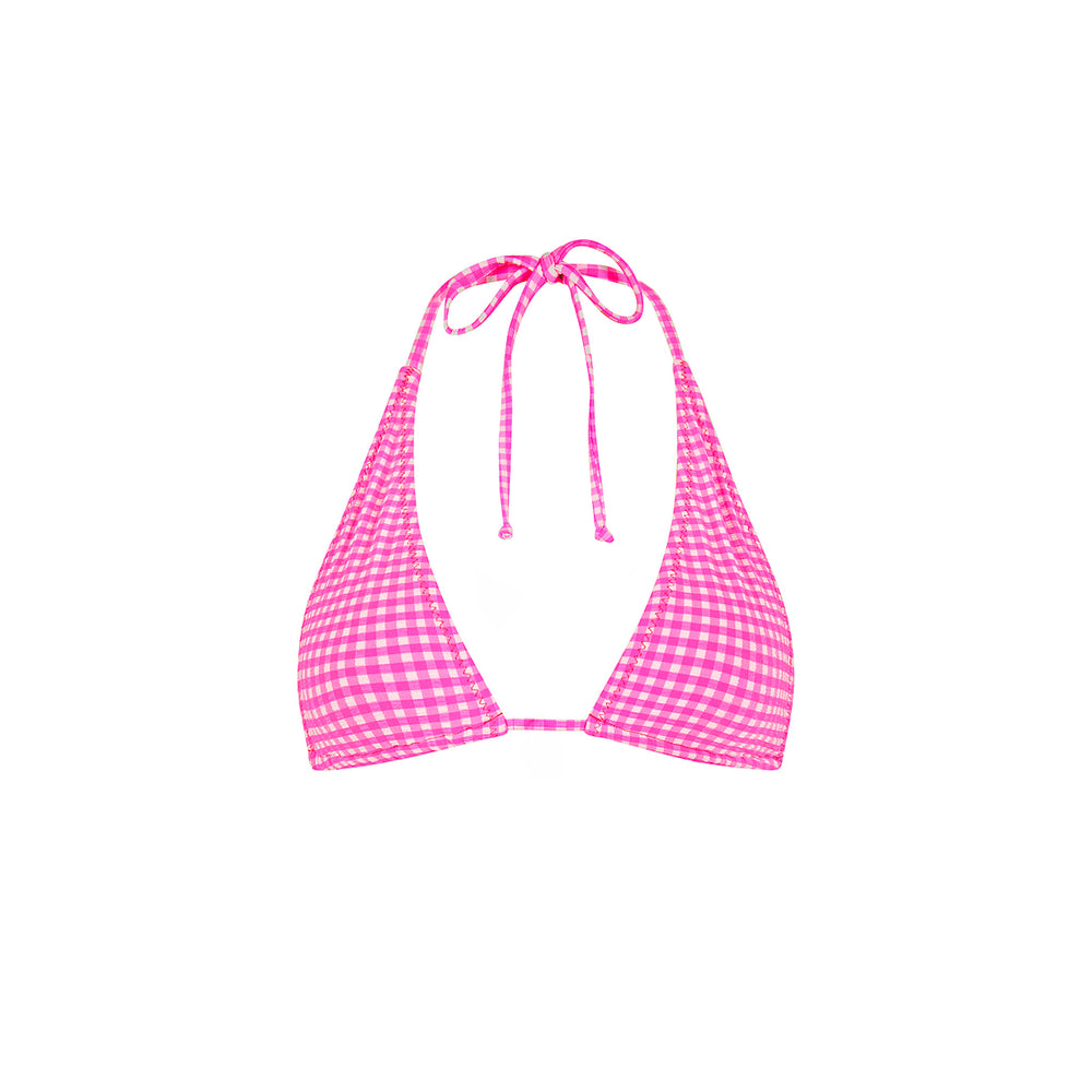 Classic Tie Halter Bikini Top - Pink Diva