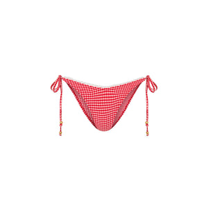 Scallop Crochet Cheeky Tie Bikini Bottom - Strawberry Siesta