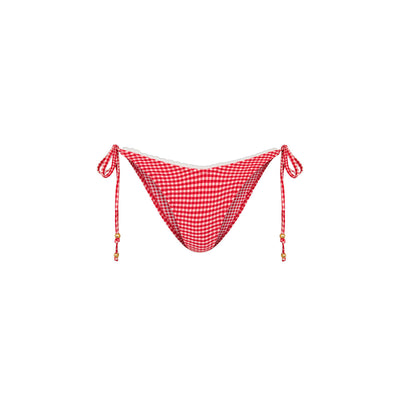 Scallop Crochet Cheeky Tie Bikini Bottom - Strawberry Siesta