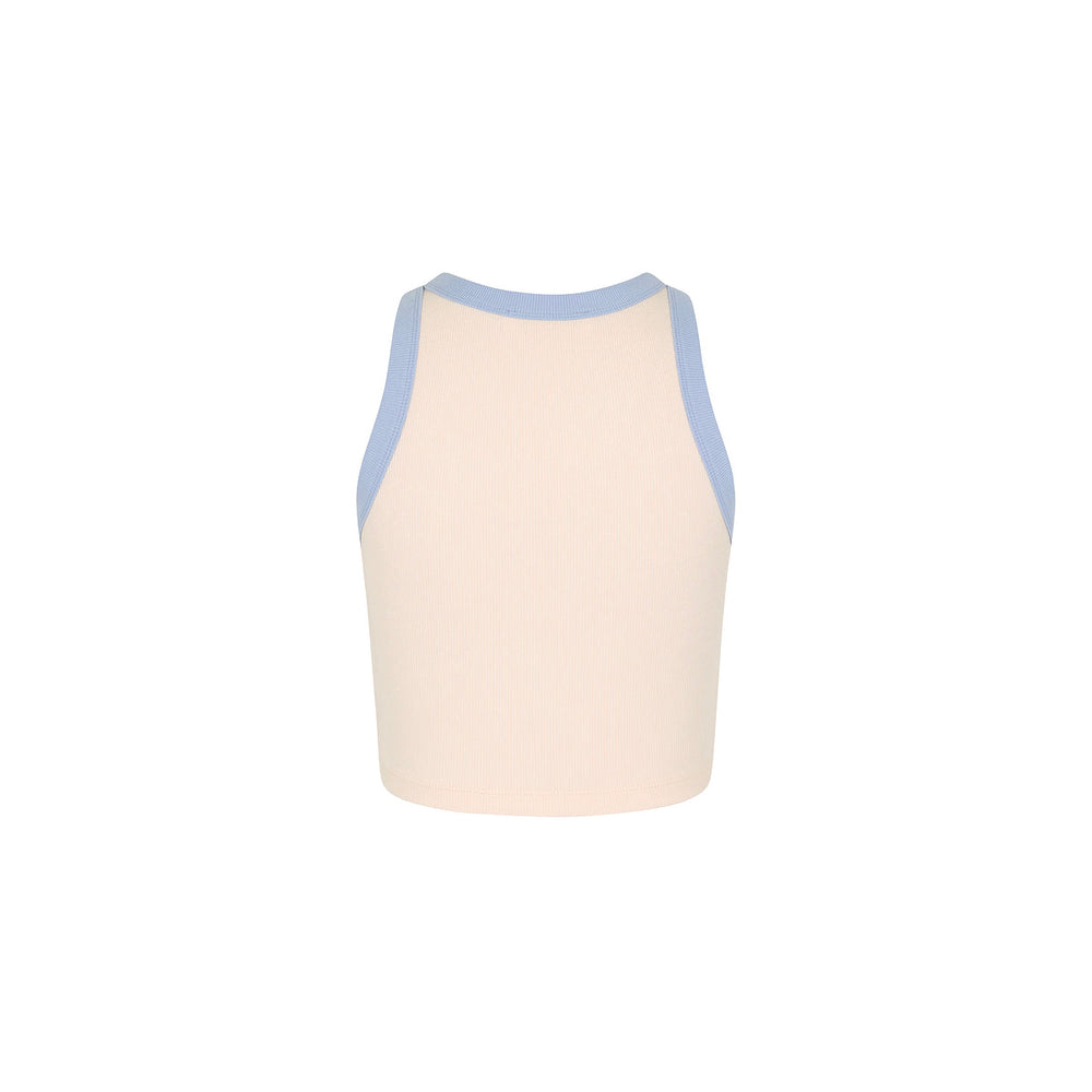 Printed Crop Bind Tank - Salt Breeze