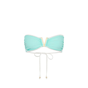 Mega V Strapless Tie Bikini Top - Calypso Blue