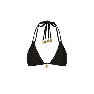 Neckholder-Bikini-Oberteil mit Bralette-Detail – Schwarz