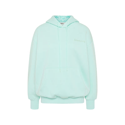 Embroidered Drawstring Hoodie - Jelly Mint