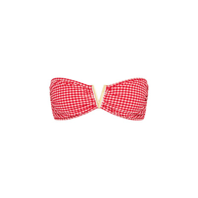 Mega V Strapless Tie Bikini Top - Strawberry Siesta