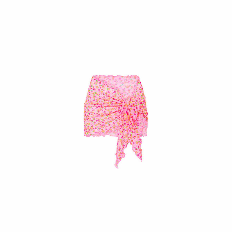 Mini Mesh Polyester Stretch Sarong - Frangipani Fever