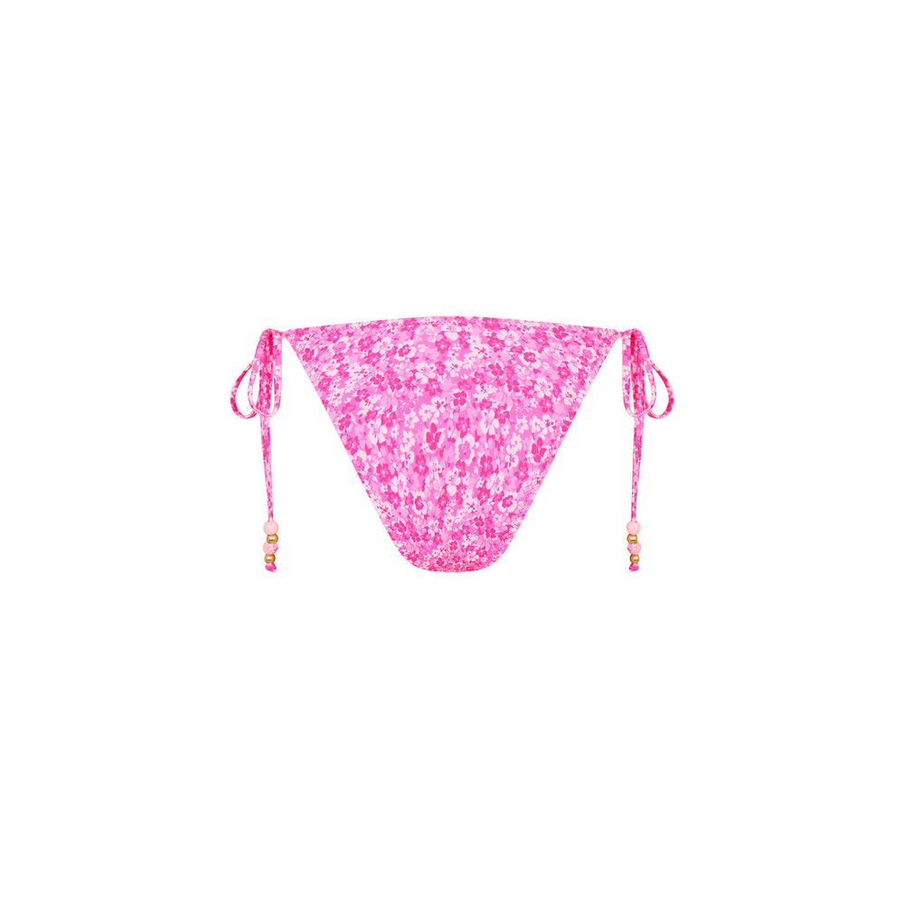 Dipped Cheeky Tie Bikini Bottom - Berry Burst
