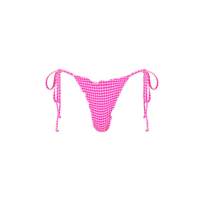 Lettuce Edge Thong Tie Bikini Bottom - Pink Diva