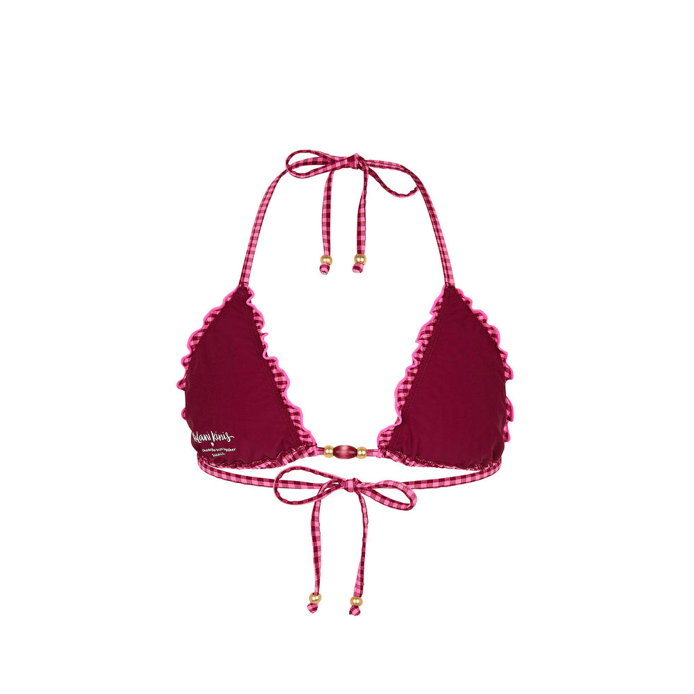Lettuce Edge Bralette Bikini Top - Cherry Kiss