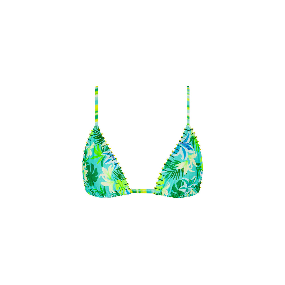 Beaded Lace Stitch Bralette Bikini Top - Neon Splice