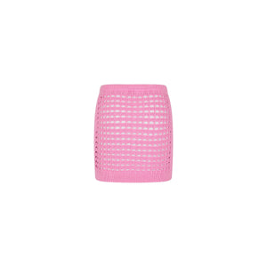 Mini-jupe au crochet - Rose bonbon
