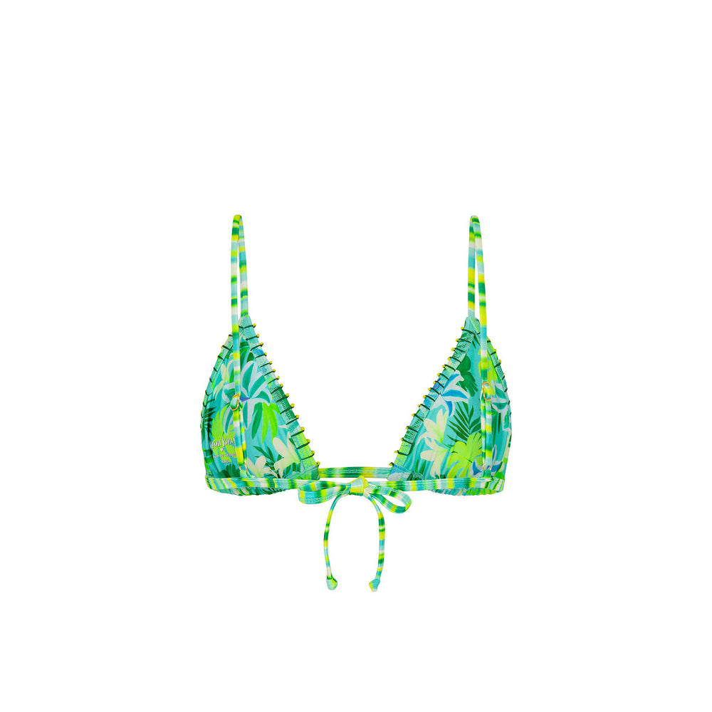 Beaded Lace Stitch Bralette Bikini Top - Neon Splice