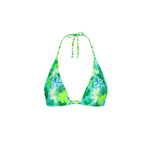 Twin Ruched Halter Bikini Top - Neon Splice