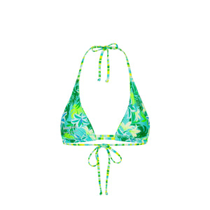 Twin Ruched Halter Bikini Top - Neon Splice