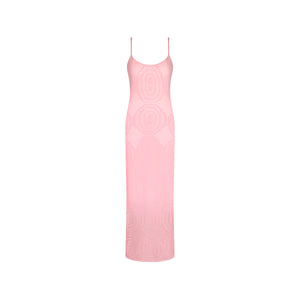 Crochet Lace Knit Maxi Dress - Pocket Pink