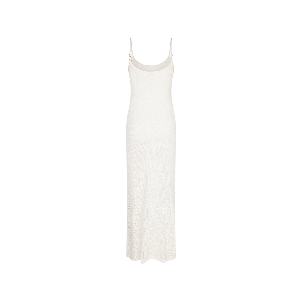 Crochet Lace Knit Maxi Dress - Whipped White