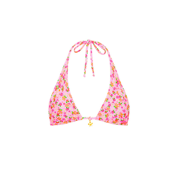 Classic Tie Halter Bikini Top - Frangipani Fever