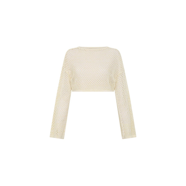 Crochet Long Sleeve Crop - Sand Sparkle