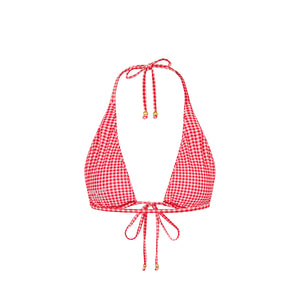 Front Tie Halter Bikini Top - Strawberry Siesta