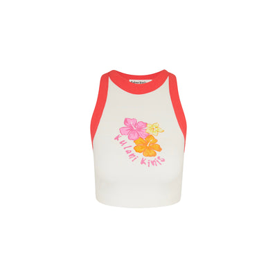 Bind Crop Tank Top - Hibiscus Kisses