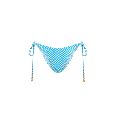 Dipped Cheeky Tie Bikini Bottom - Checkmate