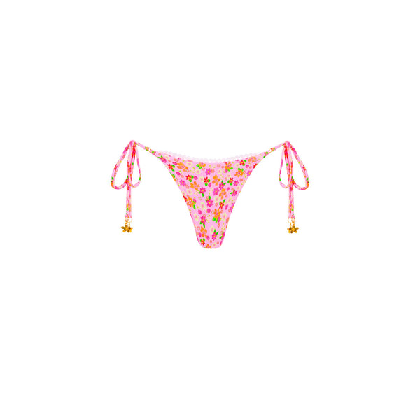 Thong Tie Side Bikini Bottom - Frangipani Fever