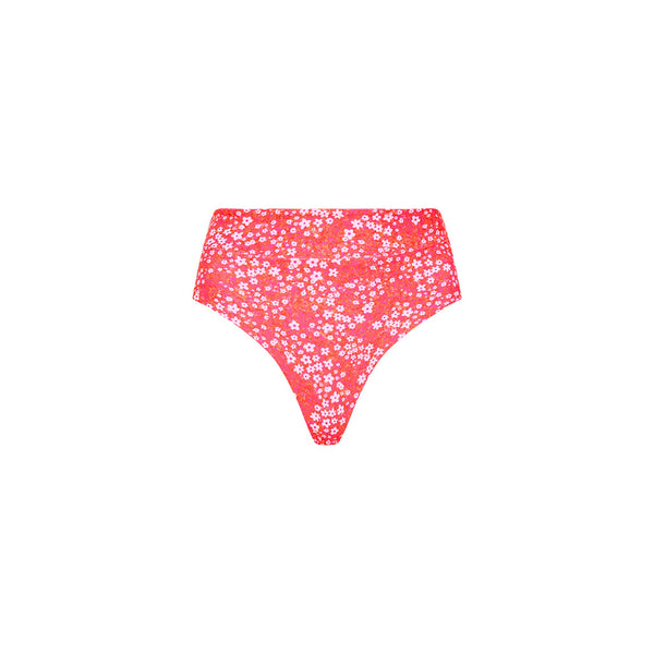 High Hip Cheeky Bikini Bottom - Coral Crush