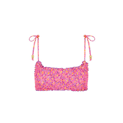Shirred Crop Tie Bikini Top - Gelato Bloom