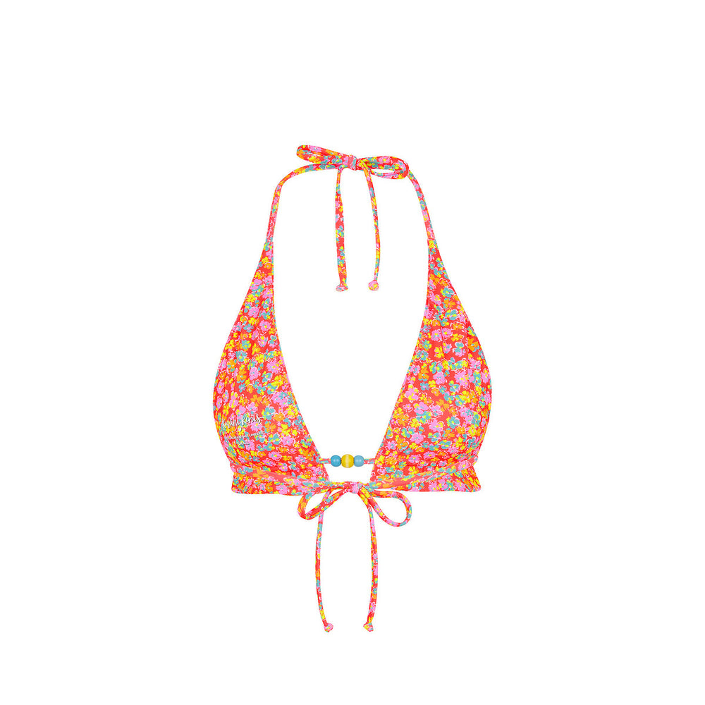 Frill Halter Bralette Bikini Top - Bubble Pop