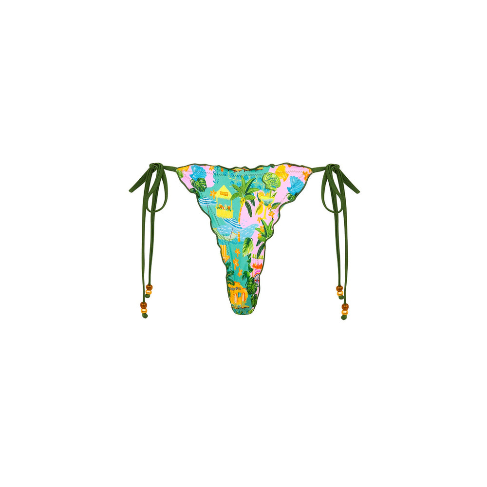 Lettuce Edge Thong Tie Bikini Bottom - Sunlit Spritz