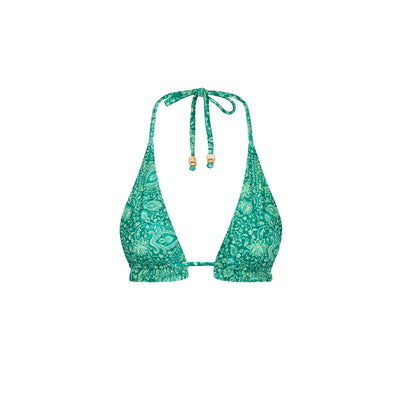Frill Halter Bralette Bikinioberteil - Emerald Aura