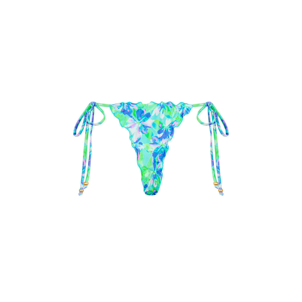 Lettuce Edge Thong Tie Bikini Bottom - Monaco Whispers