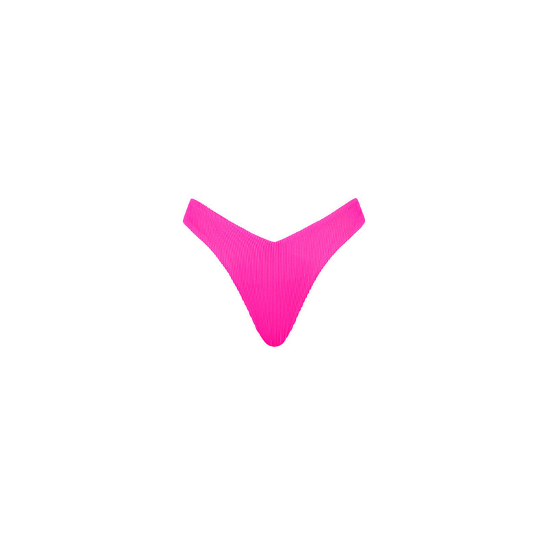 Y Cheeky Bikini Bottom - Flamingo Pink Ribbed
