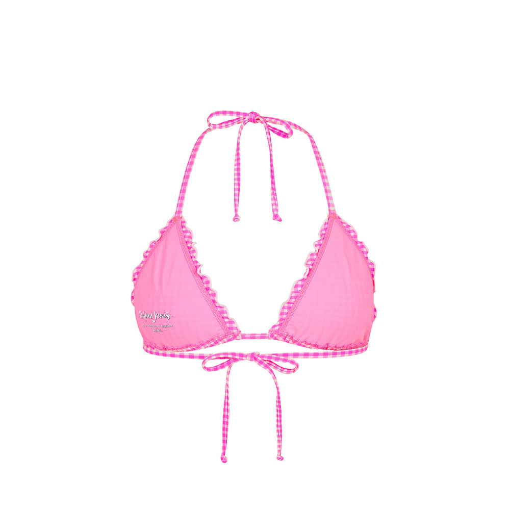 Lettuce Edge Bralette Bikini Top - Pink Diva