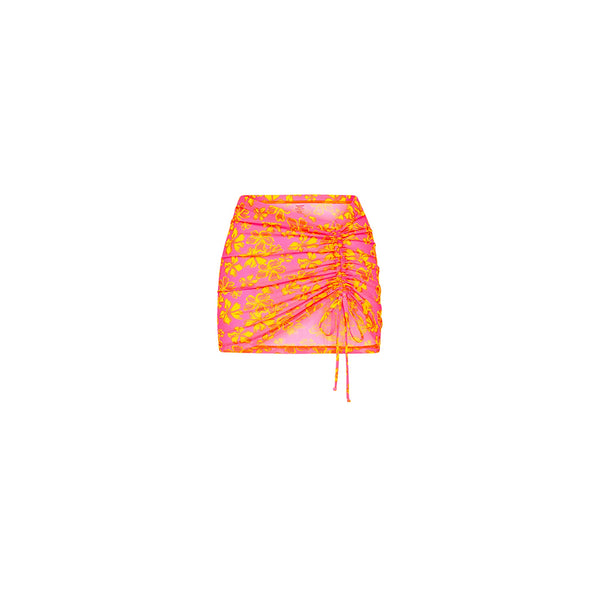 Ruched Mesh Mini Skirt - Pitaya Maya