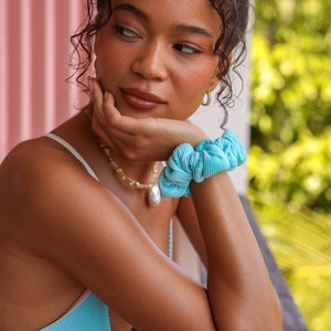 Scrunchie Hair Tie - Calypso Blue