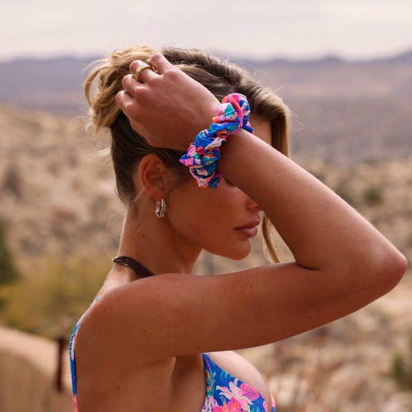 Scrunchie Hair Tie - Electric Palms
